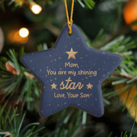 Mom from Son Christmas Star Ornament, Shining Star Mom Ornament, Ceramic Mom Star Keepsake Ornament, Sentimental Holiday Present