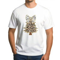 Glitzy Bow Holiday Graphic Tee, Leopard Print Christmas Tree T-Shirt, Leopard Xmas Tree Shirt, Cheetah Print Christmas T-Shirt, Xmas Present