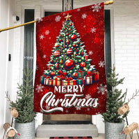 Merry Christmas Holiday Yard Flag, Christmas Tree Garden Flag, Festive Winter Outdoor Decor, Double Sided Lawn Banner