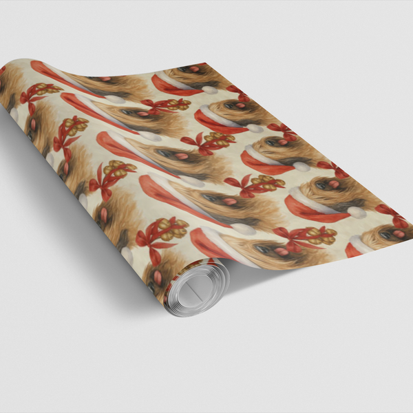 Longhair Dog Breed Gift Wrap, Briard Christmas Wrapping Paper, Winter Holiday Present Paper, Pet Owner Dog Lover Xmas Wrappin
