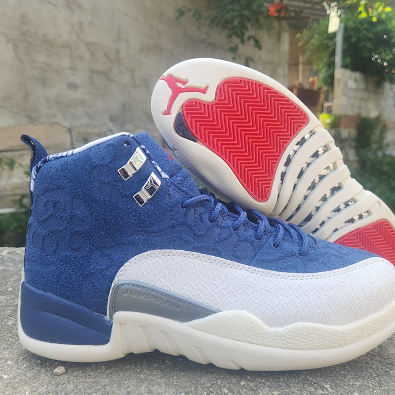 High Top Sneakers, Blue White Colorway, Lace Up Design, Casual Gift for Sneaker Fans