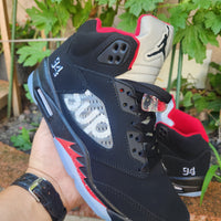 High Top Sneakers, Black Red Colorway, Lace Up Design, Casual Gift for Sneaker Fans