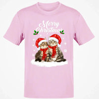Adorable Holiday Kitty Graphic Tee, Merry Christmas Santa Cats T-Shirt, Festive Cat Lover Winter Shirt, Xmas Animal T-Shirt