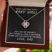 14k White Gold Finish Necklace, Love Knot Necklace for Daughter, Dad to Daughter Pendant Necklace, Christmas Keepsake Jewelry Present
