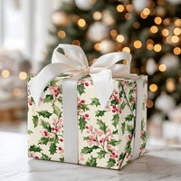 Christmas Botanical Gift Wrap, Watercolor Holly Wrapping Paper, Vintage Holiday Berry Wrapping Paper, Winter Christmas Gift Wrap Roll