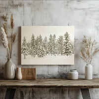 Snowy Pine Trees Landscape Scenery, Winter Forest Canvas Wall Art Print, Serene Christmas Nature Decor, Digital Download