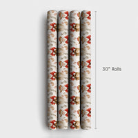 Western Christmas Holiday Gift Wrap, Cowboy Santa Gift Wrapping Paper, Rustic Country Santa Wrapping Paper, Botanical Xmas Gift Wrap Roll