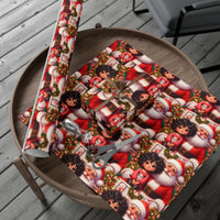 Black Santa Selfie Holiday Gift Wrap, African American Santa Wrapping Paper, Christmas Present Wrapping Paper Roll, Kids Holiday Paper Roll