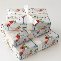 Holiday Martini Gift Wrap, Christmas Cocktail Wrapping Paper, Festive Christmas Cocktail Present Wrap, Elegant Holiday Present Paper Roll