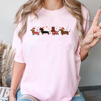 Adorable Wiener Dog Holiday Shirt, Dachshund Christmas T-Shirt, Festive Dachshund Graphic Tee, Dog Lover Xmas T-Shirt, Dog Mom Christmas Present