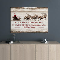 Christmas Wall Art Canvas, Santa Sleigh Reindeer Canvas Art, Holiday Winter Scene Canvas Print, Xmas Living Room Decor, Family Holiday Present