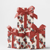 Festive Winter Scarf Gift Wrap, Zebra Christmas Wrapping Paper, Poinsettia Safari Animal Present Paper, Dog Lover Xmas Wrapping Paper