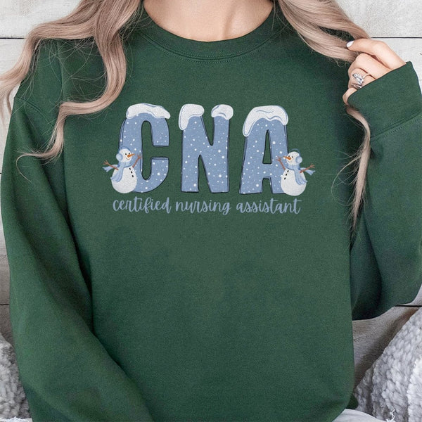 Snowman Nursing Assistant Sweatshirt, CNA Christmas Sweatshirt, Adorable Nurse Holiday Sweatshirt, Winter Certified Nursing C