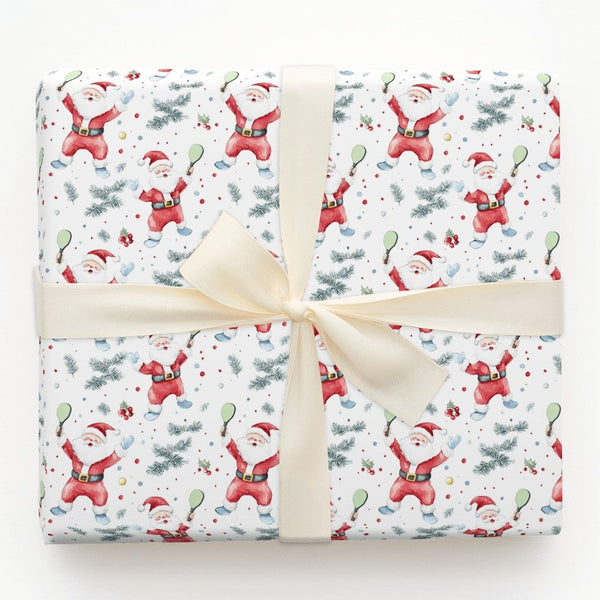 Sporty Christmas Gift Wrap, Santa Pickleball Wrapping Paper, Watercolor Santa Claus Holiday Wrapping Paper, Pickleball Player