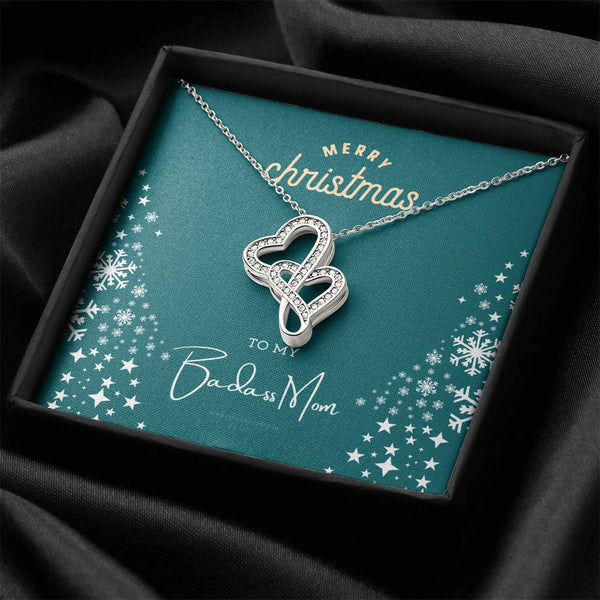 Interlocking Hearts Pendant, Double Heart Necklace for Mom, Christmas Heart Necklace for Her, Sentimental Mother Jewelry Pres