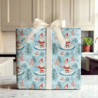 Winter Ice Gift Wrap, Watercolor Paddleboarding Santa Wrapping Paper, Pastel Tree Christmas Gift Wrap, Festive Holiday Wrapping Paper Roll