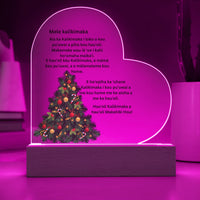 Hawaiian Christmas Acrylic Heart Plaque, Mele Kalikimaka Heart Plaque, Holiday LED Night Light Plaque, Tropical Christmas Keepsake Present