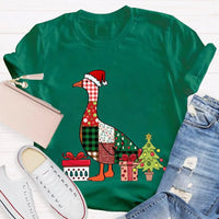 Colorful Holiday Geese Christmas Tree Tee, Christmas Geese T-Shirt, Festive Winter Animal Graphic Shirt, Adorable Xmas Present for Women Men
