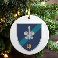 Fleur-De-Lis Shield Tree Ornament, Ukrainian Trident Ceramic Ornament, Ukraine Pride Holiday Ornament, Festive Christmas Tree Keepsake Present