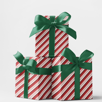 Red White Stripe Gift Wrap, Peppermint Candy Cane Wrapping Paper, Peppermint Holiday Wrapping Paper, Festive Christmas Gift Wrap Roll