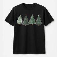Hand-Drawn Holiday Pine Forest Graphic Tee, Christmas Tree T-Shirt, Comfy Winter Xmas Shirt, Festive Holiday Season Present