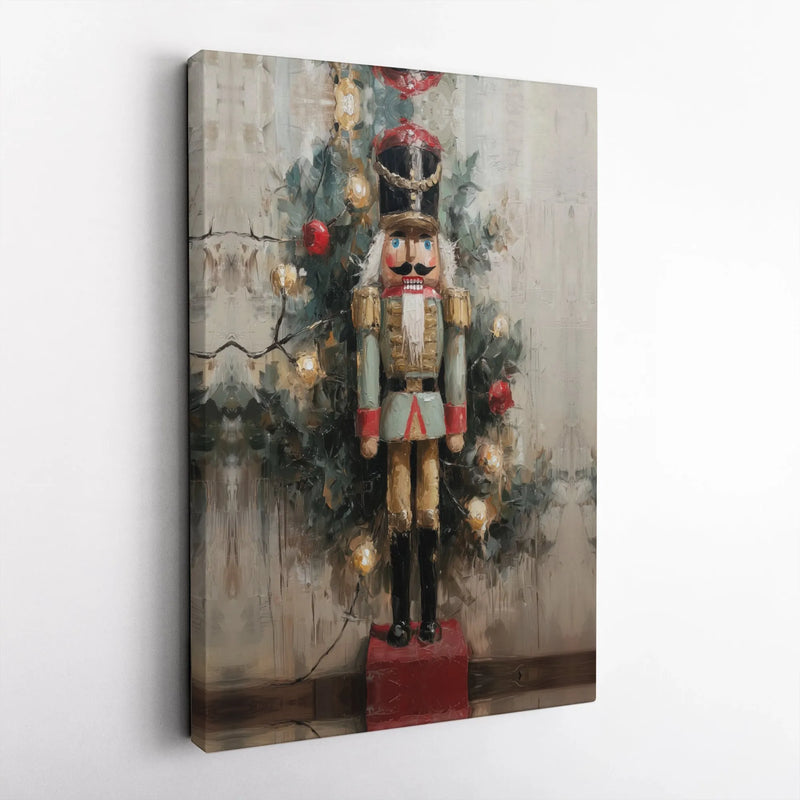 Festive Soldier Tree Canvas, Christmas Nutcracker Wall Art, Holiday Nutcracker Canvas Print, Xmas Home Wall Decor, Winter Seasonal Wall Art