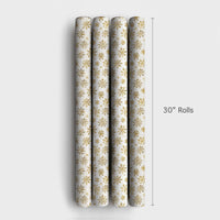 Winter Holiday Gift Wrap, Gold Snowflake Wrapping Paper, Christmas Wrapping Paper Roll, Shimmering Gold Gift Wrap, Festive Holiday Packaging