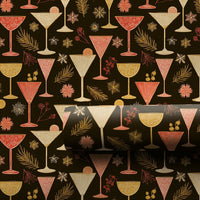 Winter Martini Party Gift Wrap, Holiday Cocktail Wrapping Paper, Dark Aesthetic Drinks Wrapping Paper, New Year Christmas Wrapping Paper