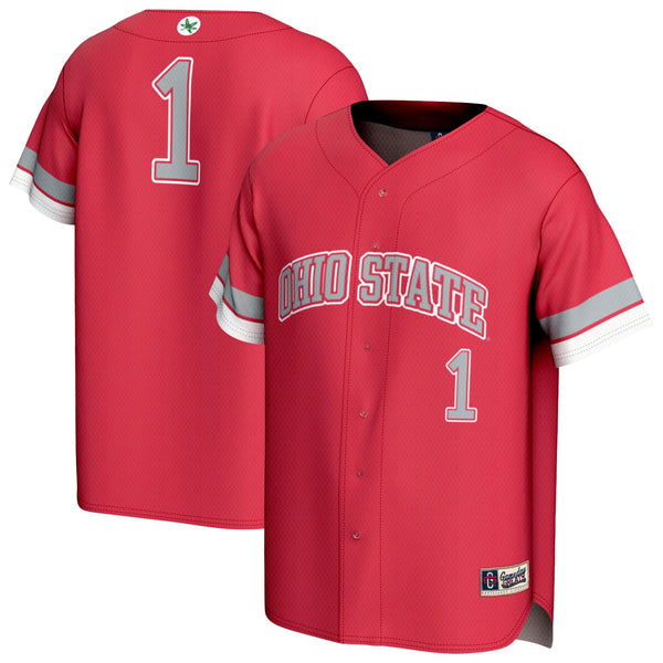 #1 Ohio State Buckeyes Lightweight Collegiate Baseball Fashion Jersey - Scarlet