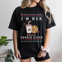 Matching Christmas Couple T-Shirt, I'm Her Cookie Eater Shirt, Humorous Holiday Couple Tee, Xmas Partner Graphic Shirt, Adorable Couple Xmas Present