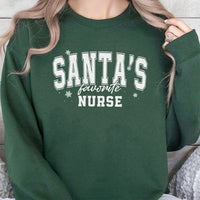 Retro Snowflake Christmas Nurse Sweater, Santa's Favorite Nurse Sweatshirt, Humorous RN Holiday Crewneck, Healthcare Worker Xmas Sweatshirt