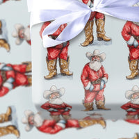 Western Christmas Gift Wrap, Cowboy Santa Wrapping Paper, Country Holiday Wrapping Paper, Rustic Santa Claus Gift Wrap Roll for Presents