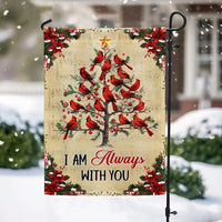 Christmas Tree Memorial Yard Flag, Cardinal Garden Flag I Am Always with You, Double Sided Sympathy Lawn Flag, Holiday Bereavement