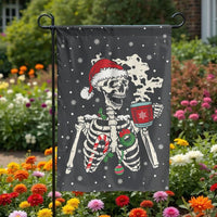 Santa Hat Gothic Xmas Yard Flag, Christmas Skeleton Garden Flag, Double Sided Holiday Outdoor Flag, Spooky Creepmas Garden Decor