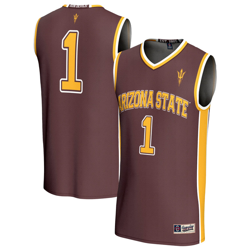 #1 Arizona State Sun Devils Lightweight Collegiate Basketball Fashion Jersey - Maroon