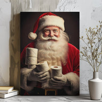 Humorous Christmas Bathroom Canvas Wall Art, Humorous Santa Toilet Paper Canvas Print, Quirky Holiday Canvas Decor, Humorous Xmas Bathroom Art