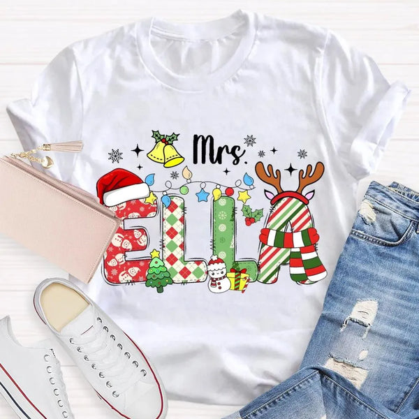Custom Name Holiday Shirt, Personalized Christmas Snowflake T-Shirt, Festive Winter Family Graphic Tee, Matching Xmas Present