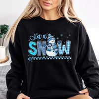 Retro Snowman Graphic Sweater, Let It Snow Christmas Sweatshirt, Winter Holiday Crewneck, Adorable Snowman Pullover, Christmas Holiday Present