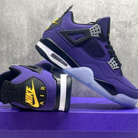 Mid Top Sneakers, Purple Gold Colorway, Lace Up Design, Casual Gift for Sneaker Fans