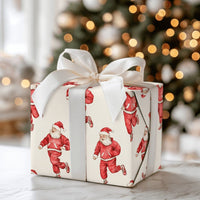 Jogging Santa Claus Gift Wrap, Running Santa Christmas Wrapping Paper, Tracksuit Santa Wrapping Paper, Fitness Runner Holiday Gift Wrap