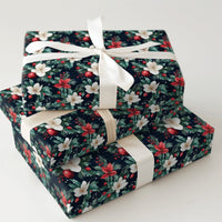 Christmas Floral Gift Wrap, Poinsettia Music Notes Wrapping Paper, Navy Holiday Magnolia Wrapping Paper, Musician Xmas Gift Wrap Roll