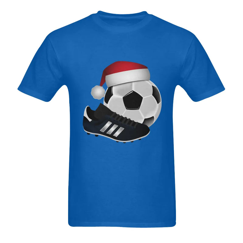 Christmas Soccer Shirt, Santa Hat Soccer Ball T-Shirt, Holiday Sports Graphic Tee, Two Sided Print Tee, Soccer Player Christmas Fan Present