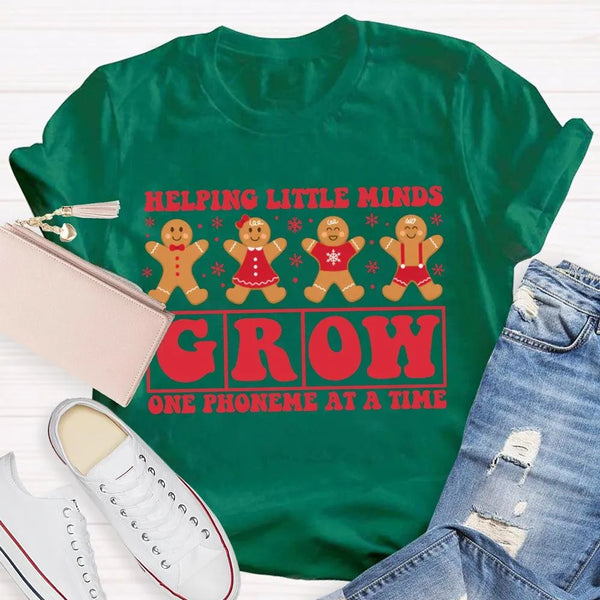 SLP Holiday T-Shirt, Speech Pathologist Christmas Shirt, Helping Little Minds Grow One Phoneme at a Time Tee, Speech Therapy 