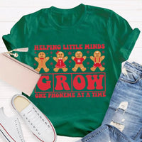 SLP Holiday T-Shirt, Speech Pathologist Christmas Shirt, Helping Little Minds Grow One Phoneme at a Time Tee, Speech Therapy Christmas Tee