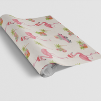Tropical Christmas Gift Wrap, Pink Flamingo Wrapping Paper, Coastal Holiday Wrapping Paper, Beach Theme Gift Wrap Roll