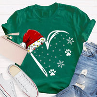 Merry Christmas Graphic T-Shirt, Santa Hat Snowflake Heart Shirt, Festive Winter Holiday Tee, Adorable Heart Christmas Shirt, Holiday Present Tee