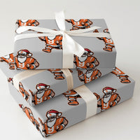 Orange Football Gift Wrap, Football Santa Christmas Wrapping Paper, Sports Fan Holiday Wrapping Paper, Game Day Sports Gift Wrapping Paper