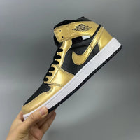 High Top Sneakers, Gold Colorway, Lace Up Design, Casual Gift for Sneaker Fans