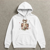 Comfy Watercolor Ghost with Gingerbread Hooded Sweatshirt, Christmas Ghost Hoodie, Vintage Holiday Ghost Pullover, Adorable Xmas Ghost Sweater
