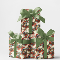 Dog Santa Hat Gift Wrap, Collie Christmas Wrapping Paper, Holiday Dog Wrapping Paper, Festive Pet Gift Wrap, Christmas Gift Wrap Roll